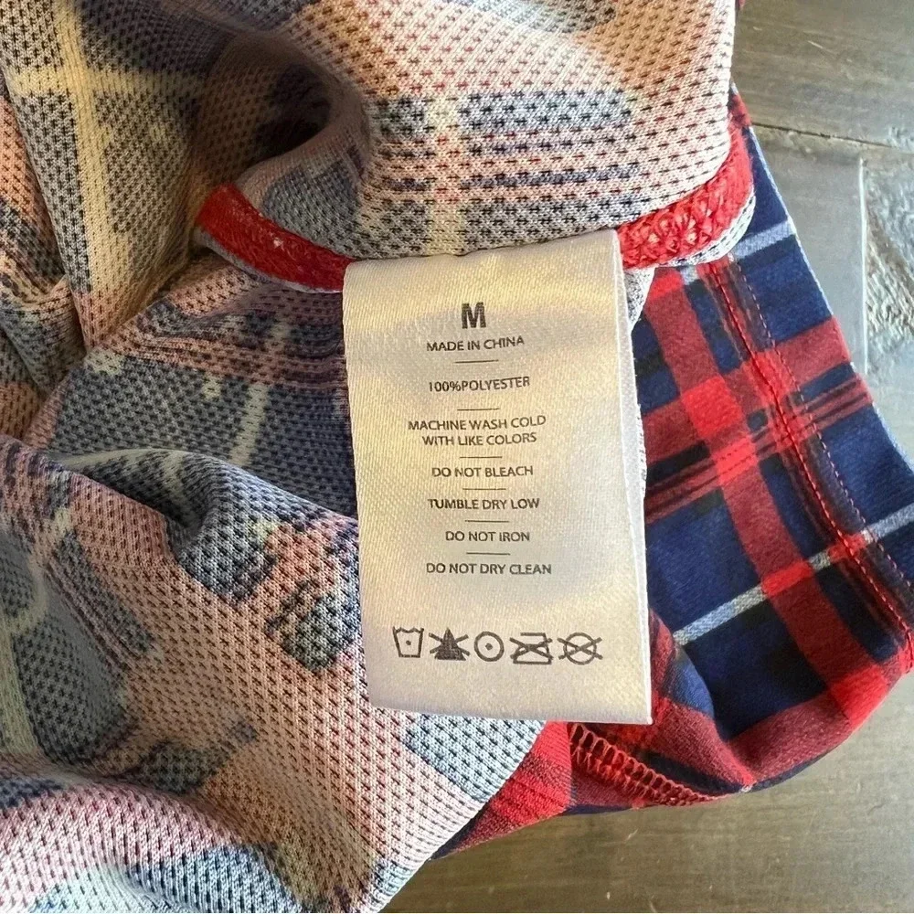 Rhone Plaid Check Shorts Grid Red Blue Medium Elastic Waist - Picture 8 of 9